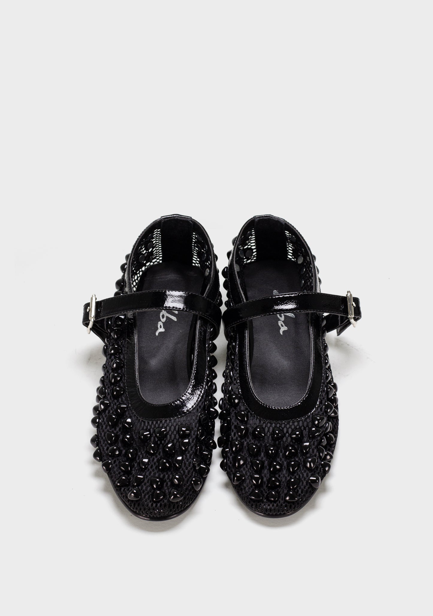 Crna lak boja zenske kozne baletanke