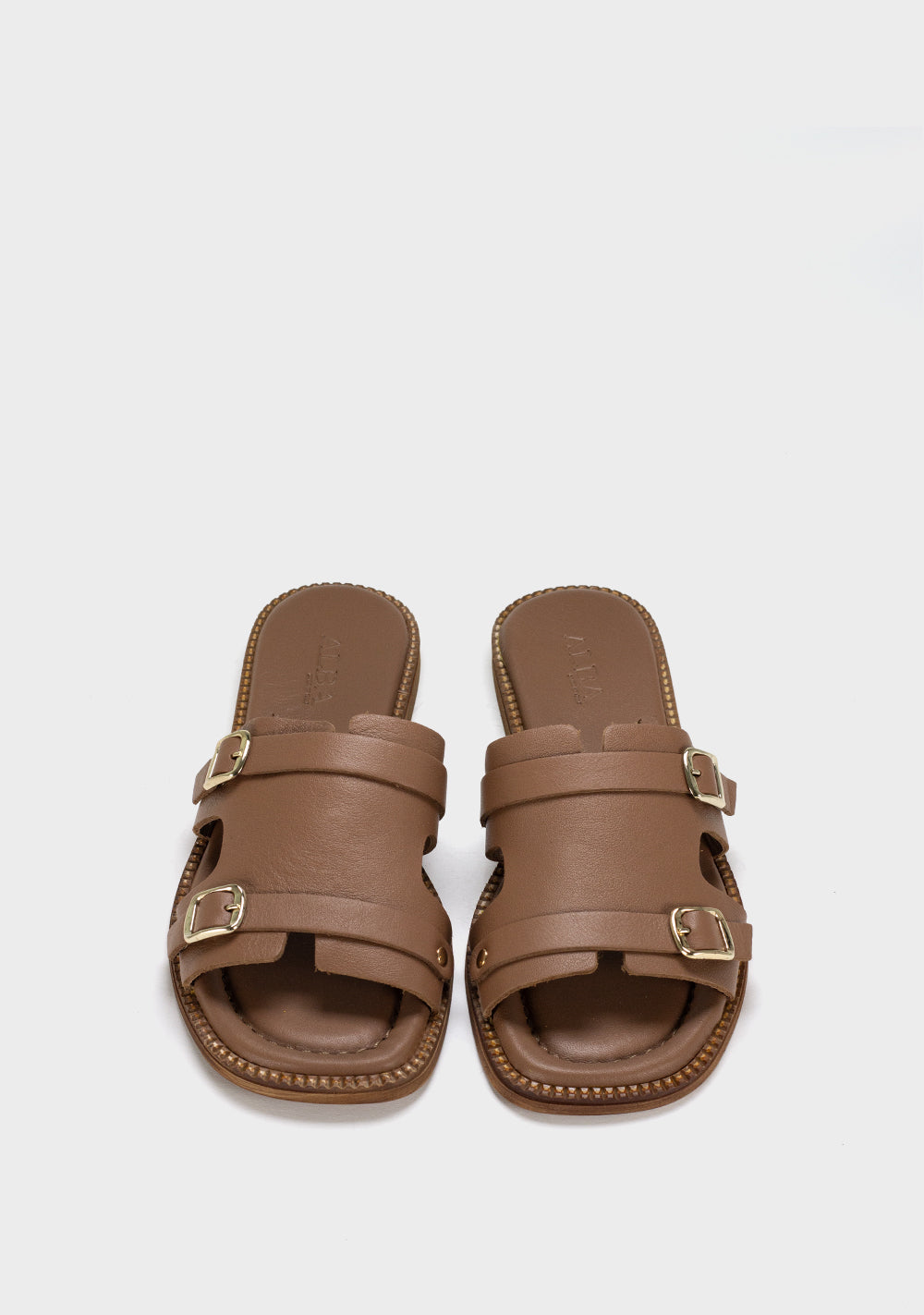 alba bella kozne zenske papuce svetlo braon