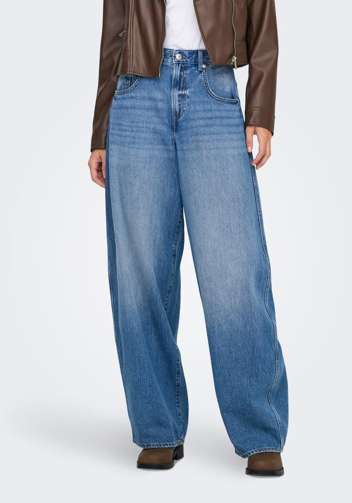 only taylor zenske barrel farmerke visokog struka plava