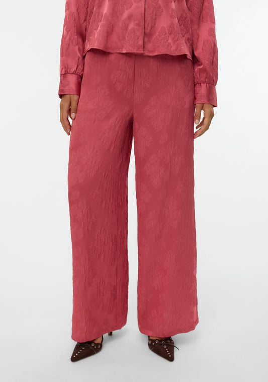 vero moda zenske siroke pantalone visokog struka crvena