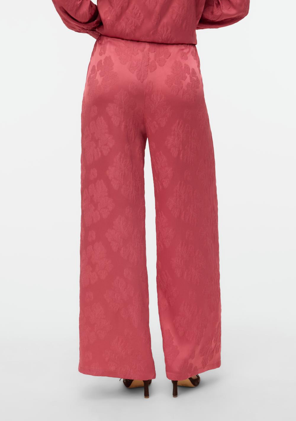 vero moda zenske siroke pantalone visokog struka crvena