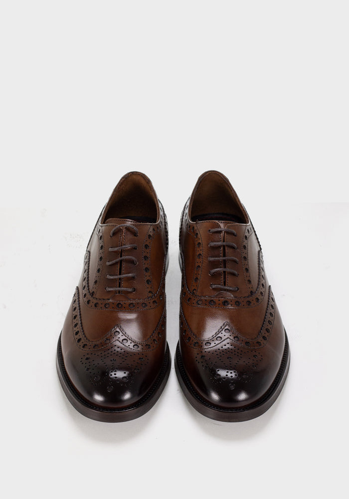 Alba Brogue muške elegantne kožne cipele svetlo braon