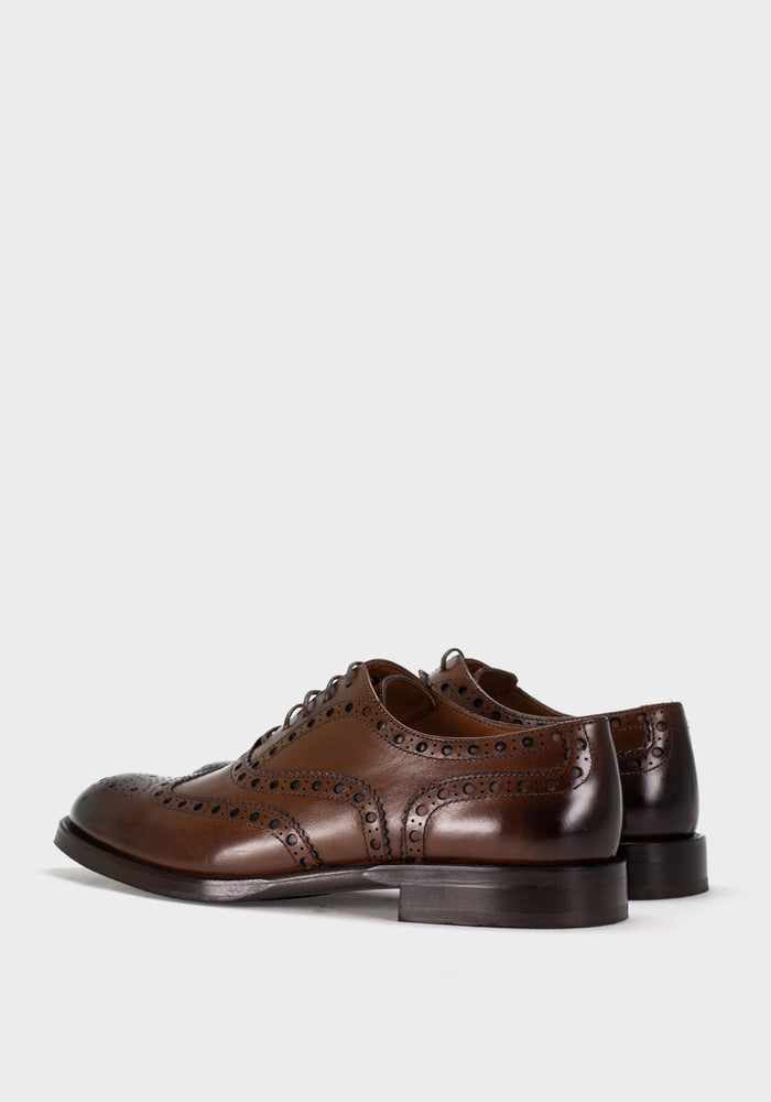 Alba Brogue muške elegantne kožne cipele svetlo braon