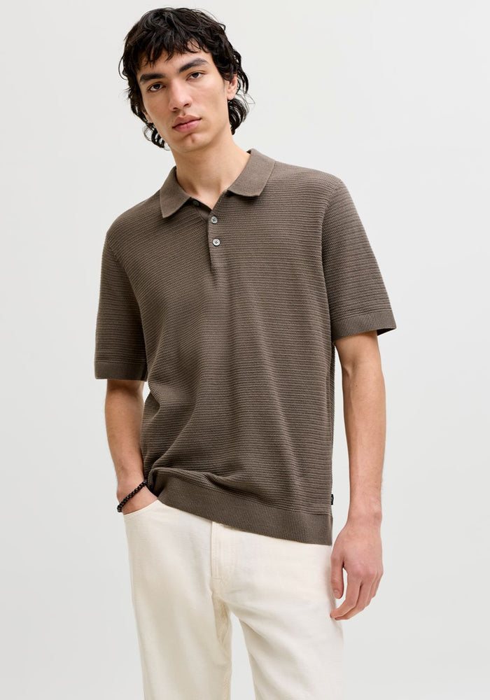 jack jones muska pletena polo majica braon