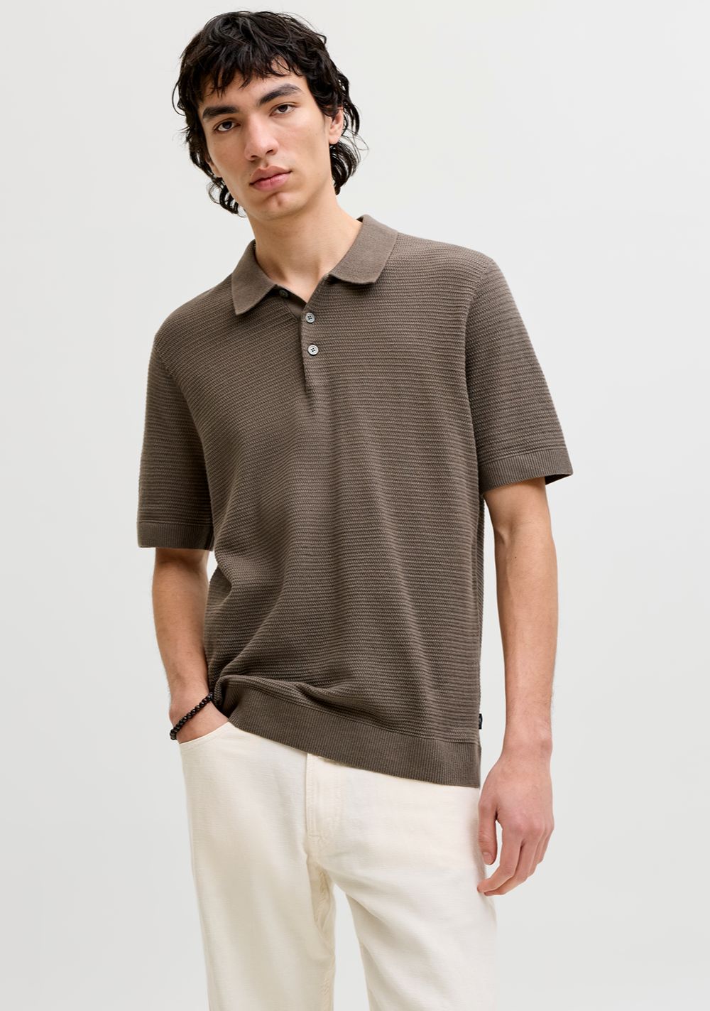 jack jones muska pletena polo majica braon