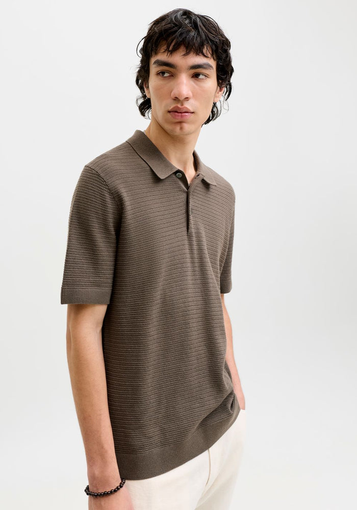jack jones muska pletena polo majica braon