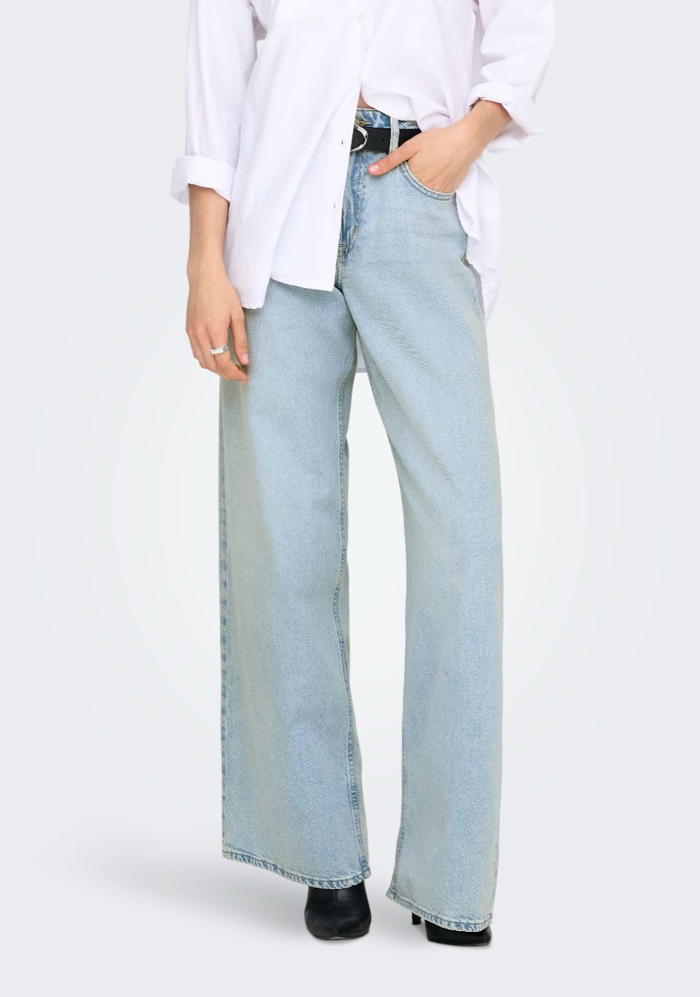 only zenske siroke farmerke visokog struka plava