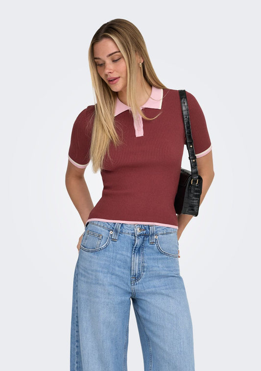 only meddi zenska pletena majica crvena