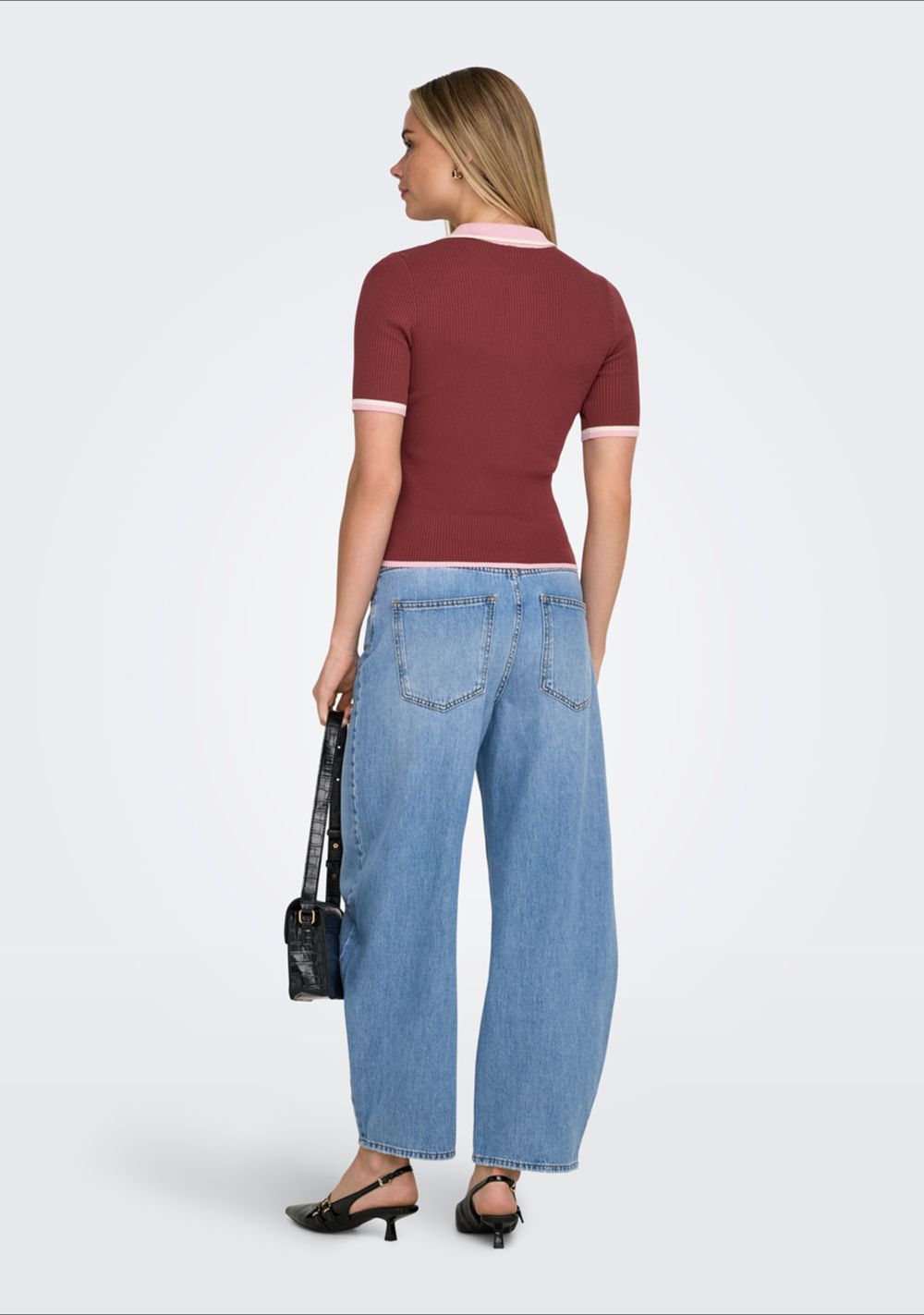 only meddi zenska pletena majica crvena