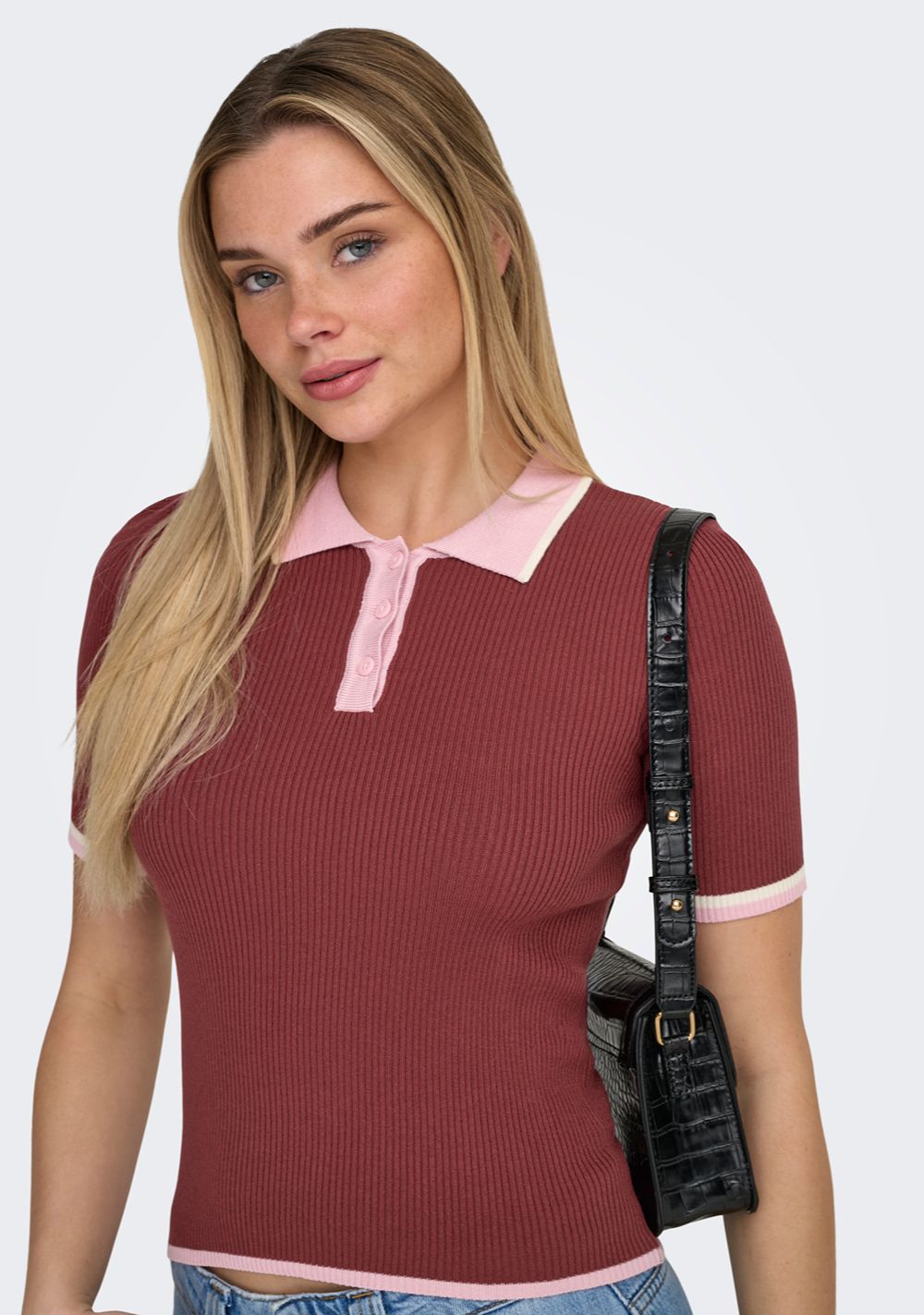 only meddi zenska pletena majica crvena