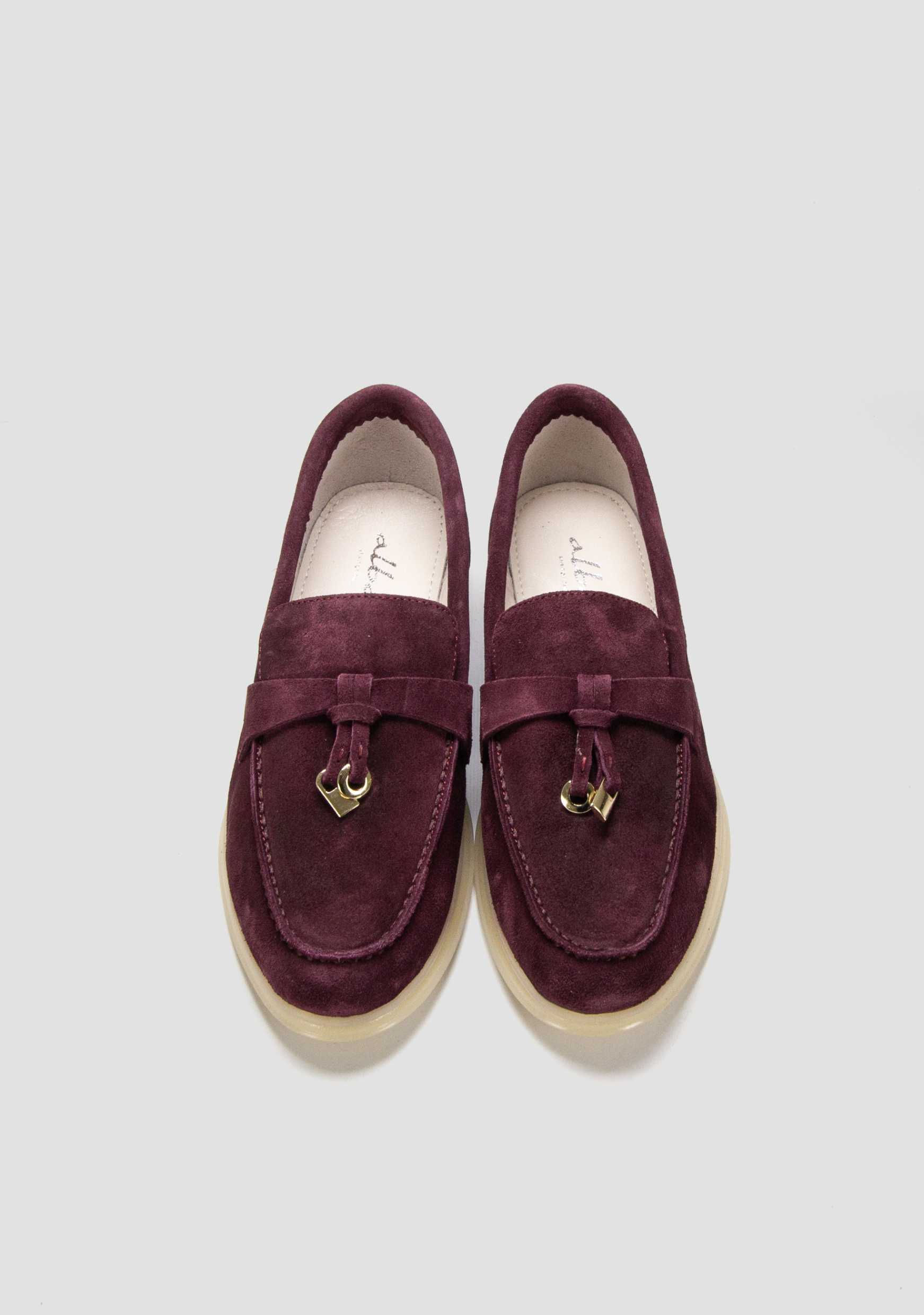 bordo zenske mokasine od velura