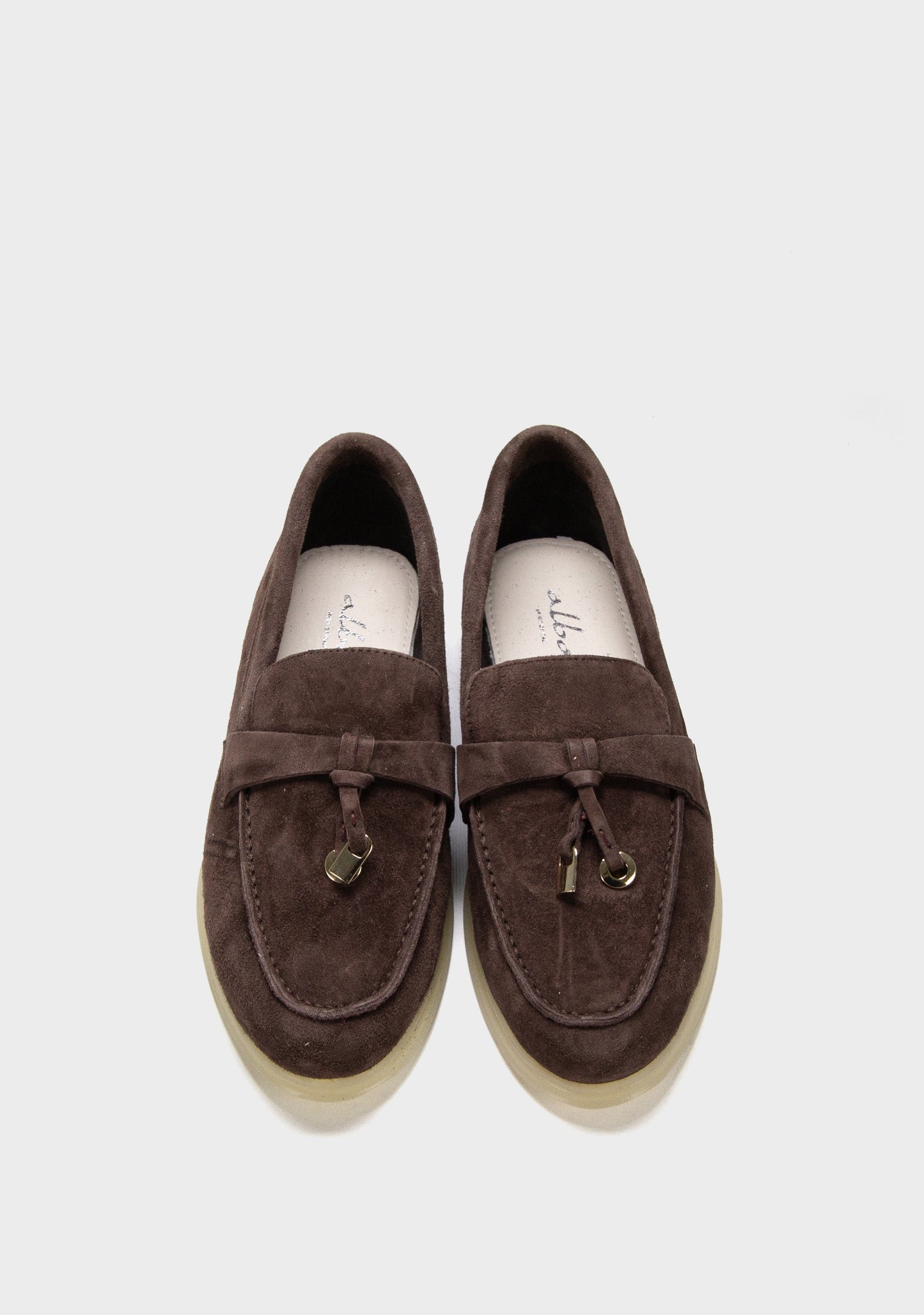 braon zenske mokasine od velura