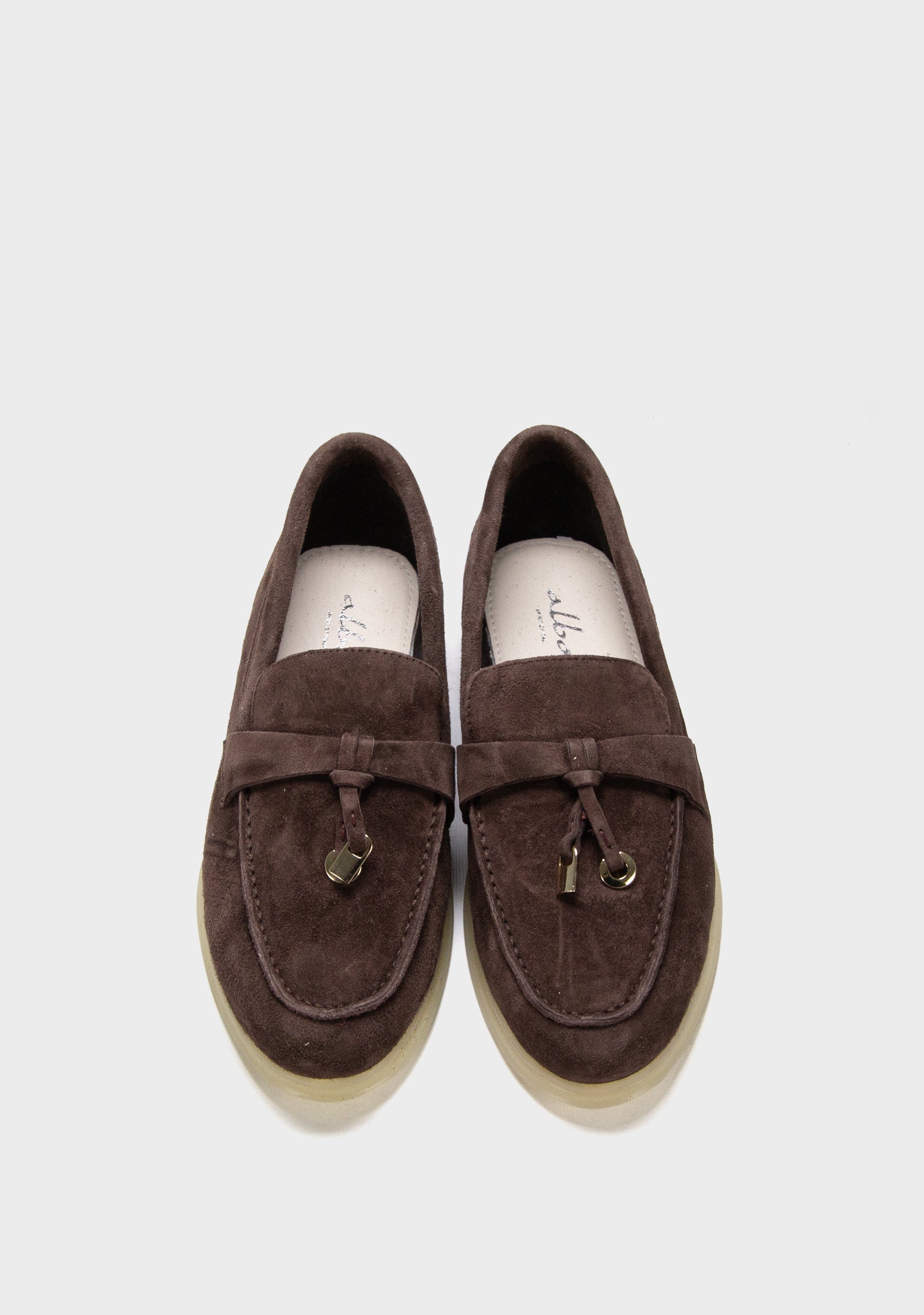 braon zenske mokasine od velura